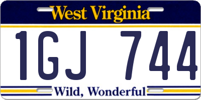 WV license plate 1GJ744