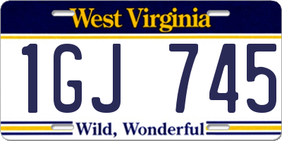 WV license plate 1GJ745