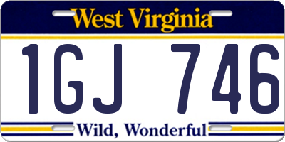WV license plate 1GJ746