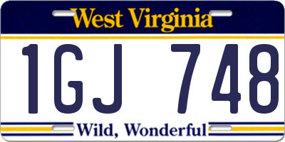 WV license plate 1GJ748