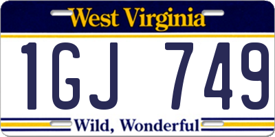 WV license plate 1GJ749