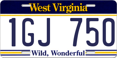 WV license plate 1GJ750
