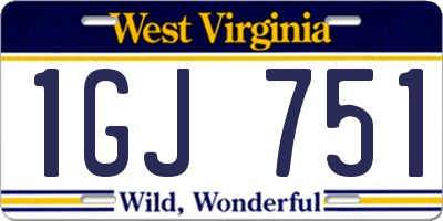 WV license plate 1GJ751