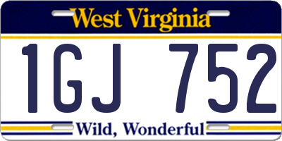 WV license plate 1GJ752