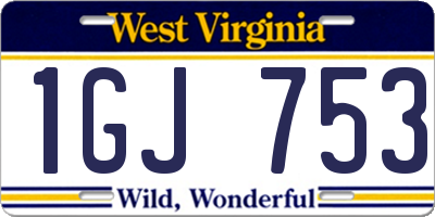 WV license plate 1GJ753