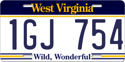 WV license plate 1GJ754
