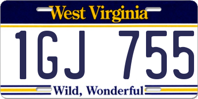 WV license plate 1GJ755