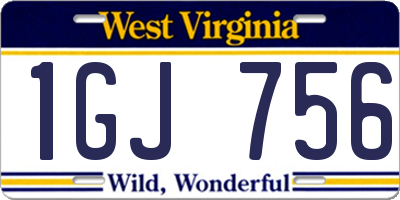 WV license plate 1GJ756