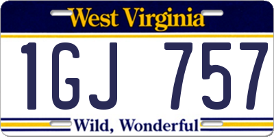 WV license plate 1GJ757