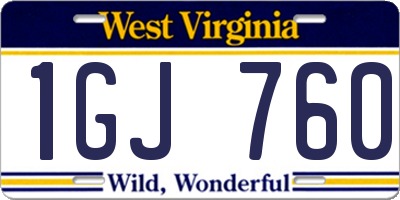 WV license plate 1GJ760