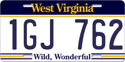 WV license plate 1GJ762