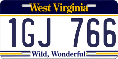 WV license plate 1GJ766