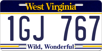 WV license plate 1GJ767
