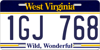 WV license plate 1GJ768
