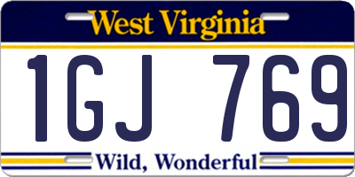 WV license plate 1GJ769
