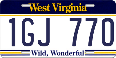 WV license plate 1GJ770