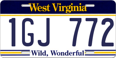 WV license plate 1GJ772