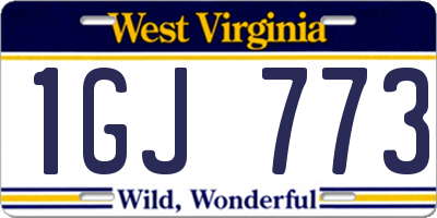 WV license plate 1GJ773
