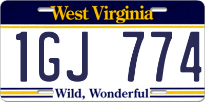 WV license plate 1GJ774