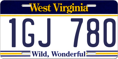 WV license plate 1GJ780