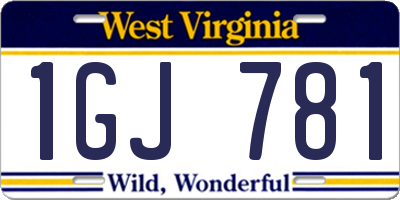 WV license plate 1GJ781