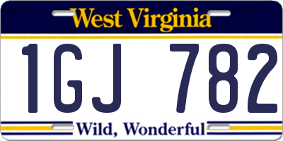 WV license plate 1GJ782