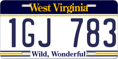 WV license plate 1GJ783