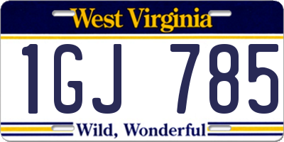 WV license plate 1GJ785