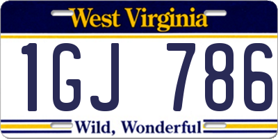 WV license plate 1GJ786