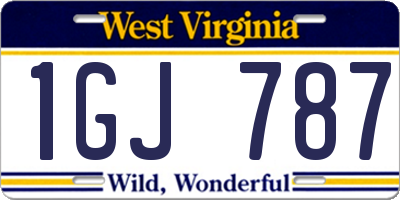 WV license plate 1GJ787