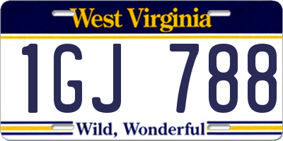WV license plate 1GJ788