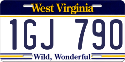 WV license plate 1GJ790