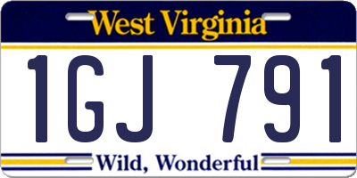 WV license plate 1GJ791