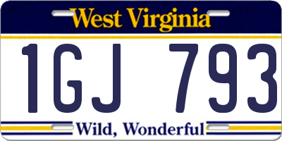 WV license plate 1GJ793