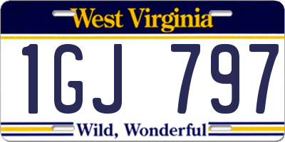 WV license plate 1GJ797