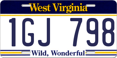 WV license plate 1GJ798