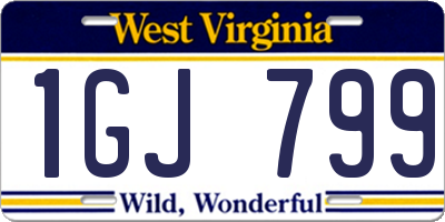 WV license plate 1GJ799
