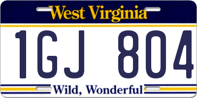 WV license plate 1GJ804