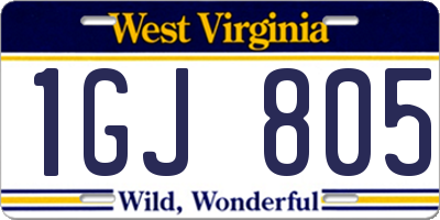 WV license plate 1GJ805