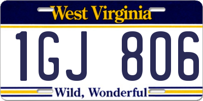 WV license plate 1GJ806