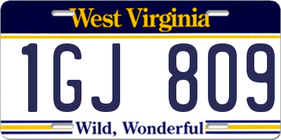 WV license plate 1GJ809