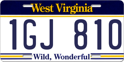 WV license plate 1GJ810