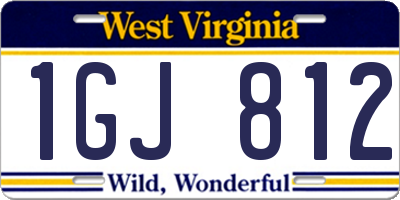 WV license plate 1GJ812