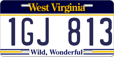 WV license plate 1GJ813
