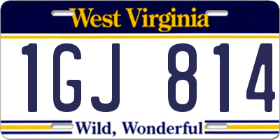 WV license plate 1GJ814