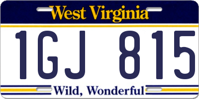 WV license plate 1GJ815