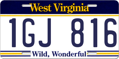 WV license plate 1GJ816