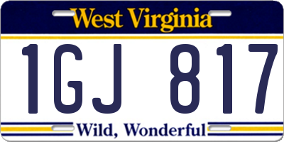 WV license plate 1GJ817