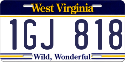 WV license plate 1GJ818