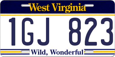 WV license plate 1GJ823